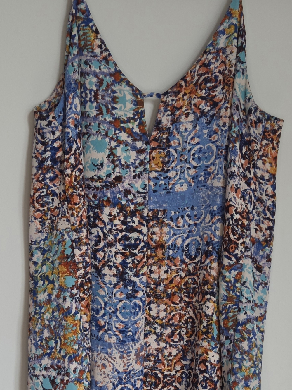 Eight Sixty Blue and Orange Multi-Print Boho Tank Top
